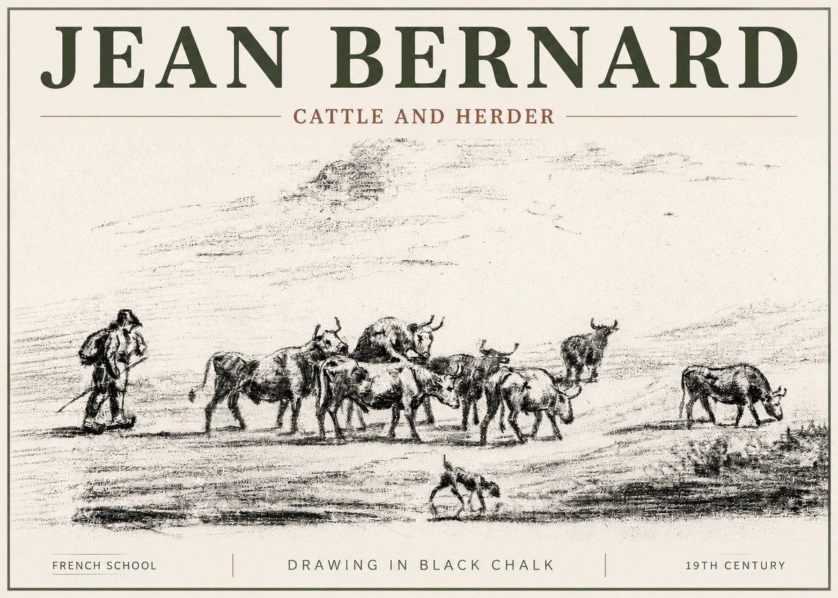 Jean Bernard Cattle and Herder No4 - Poster