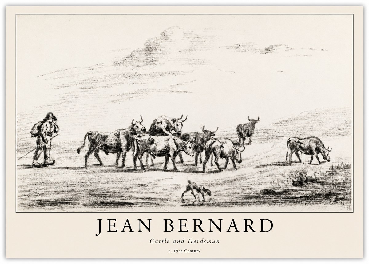 Jean Bernard Cattle and Herder No6 - Poster