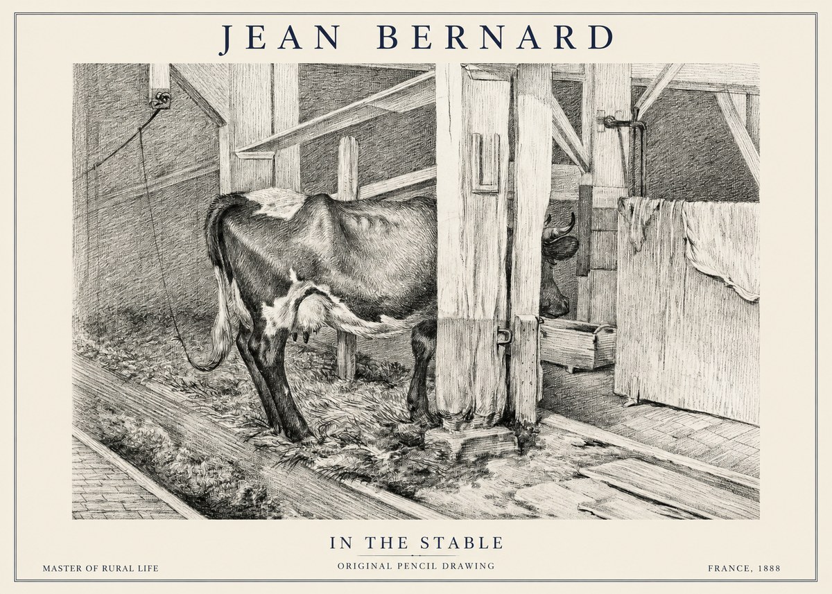 Jean Bernard Cow in a Stable No6 - Poster