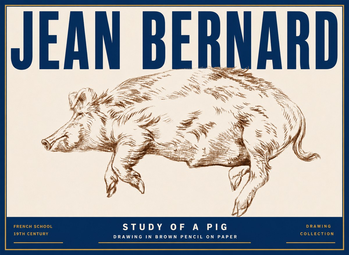 Jean Bernard Study of a Pig II No5 - Poster