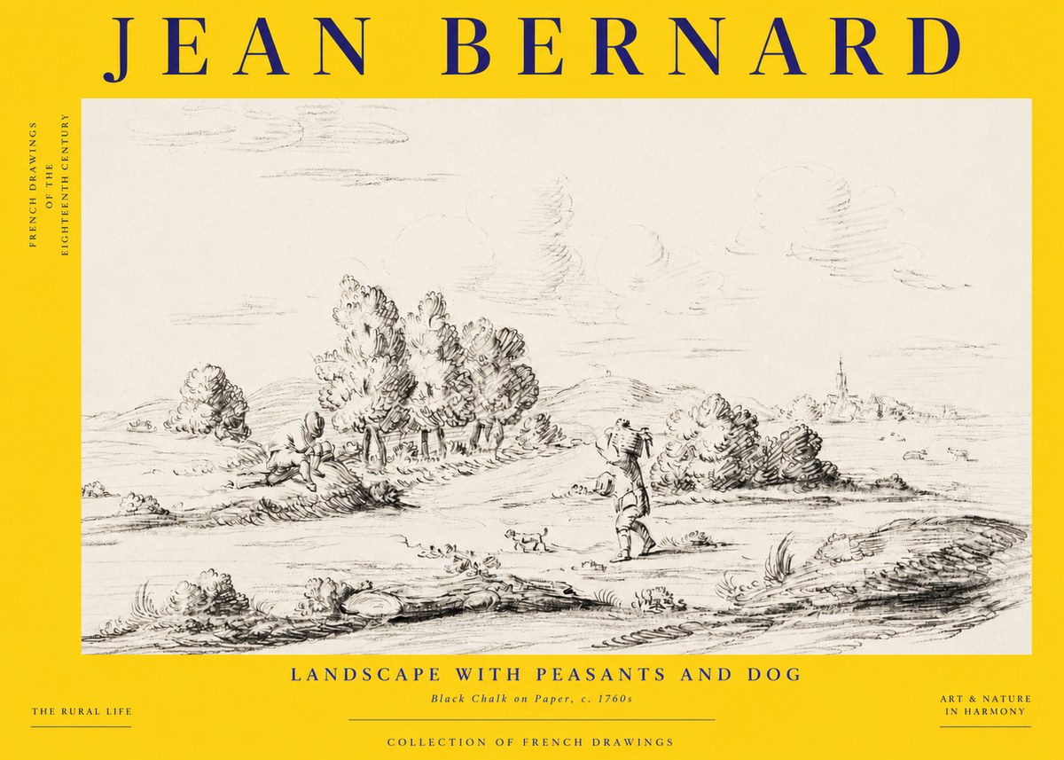 Jean Bernard Landscape with Figures and Distant Village No6 - Poster