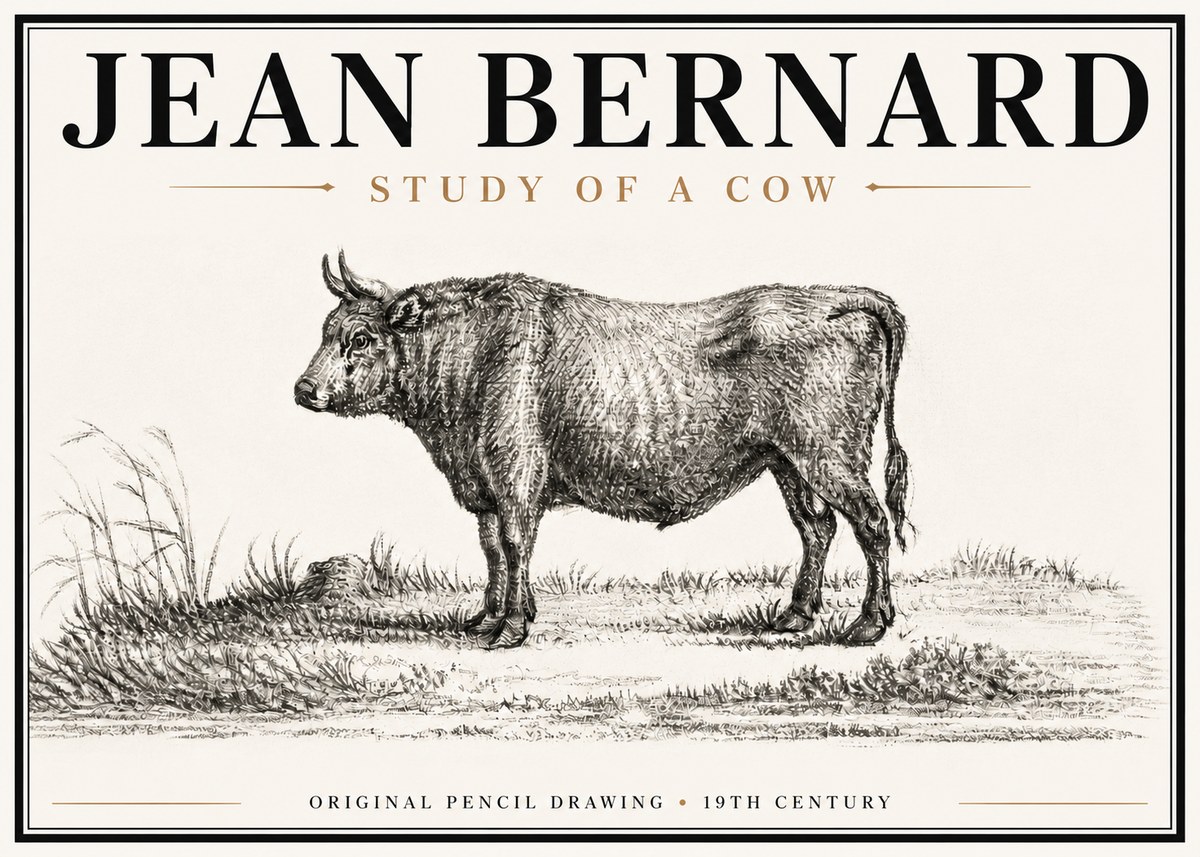 Jean Bernard Study of a Cow XIII No6 - Poster