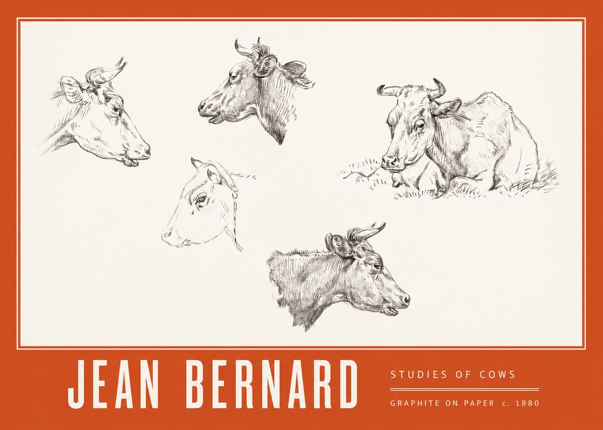 Jean Bernard Studies of Cows I No3 - Poster