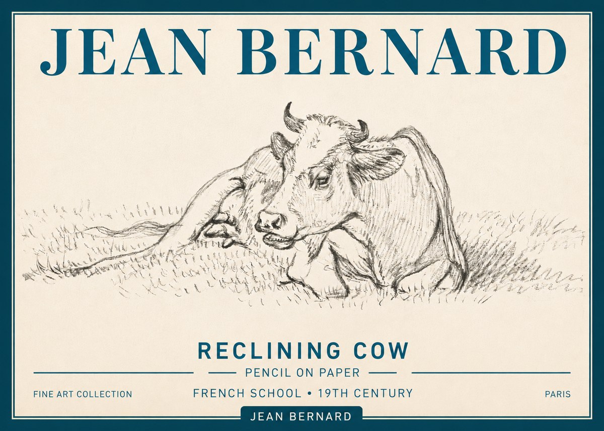 Jean Bernard Reclining Cow III No5 - Poster
