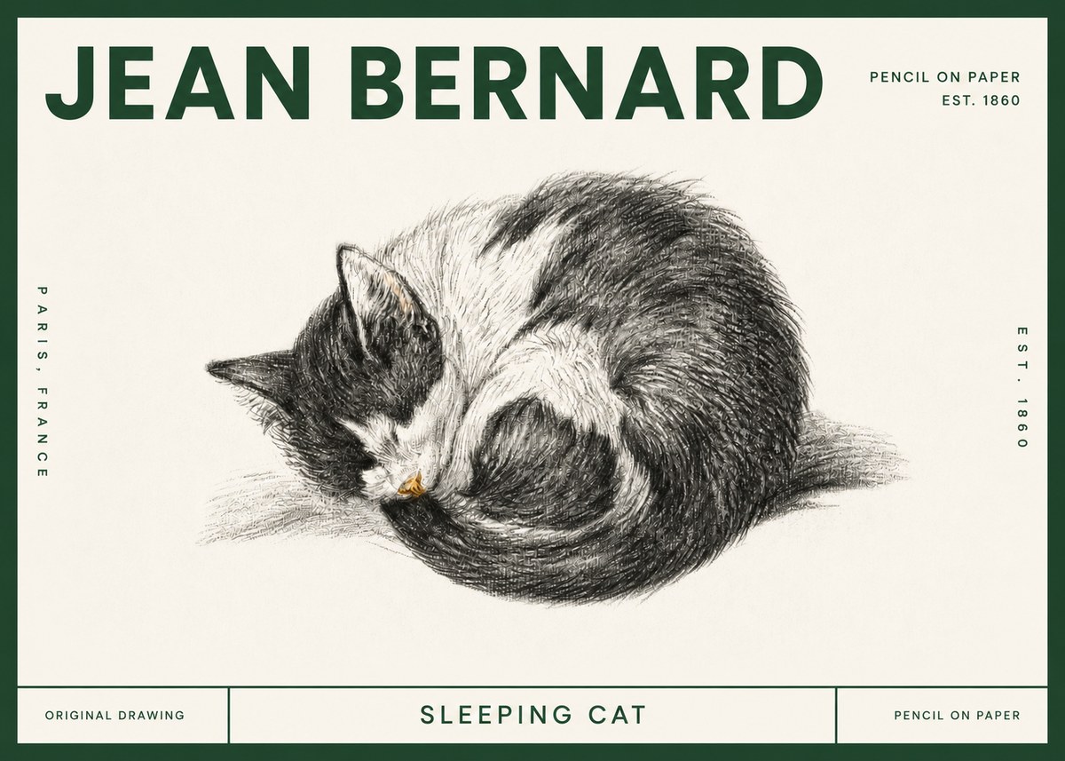 Jean Bernard Sleeping Cat VIII No4 - Poster