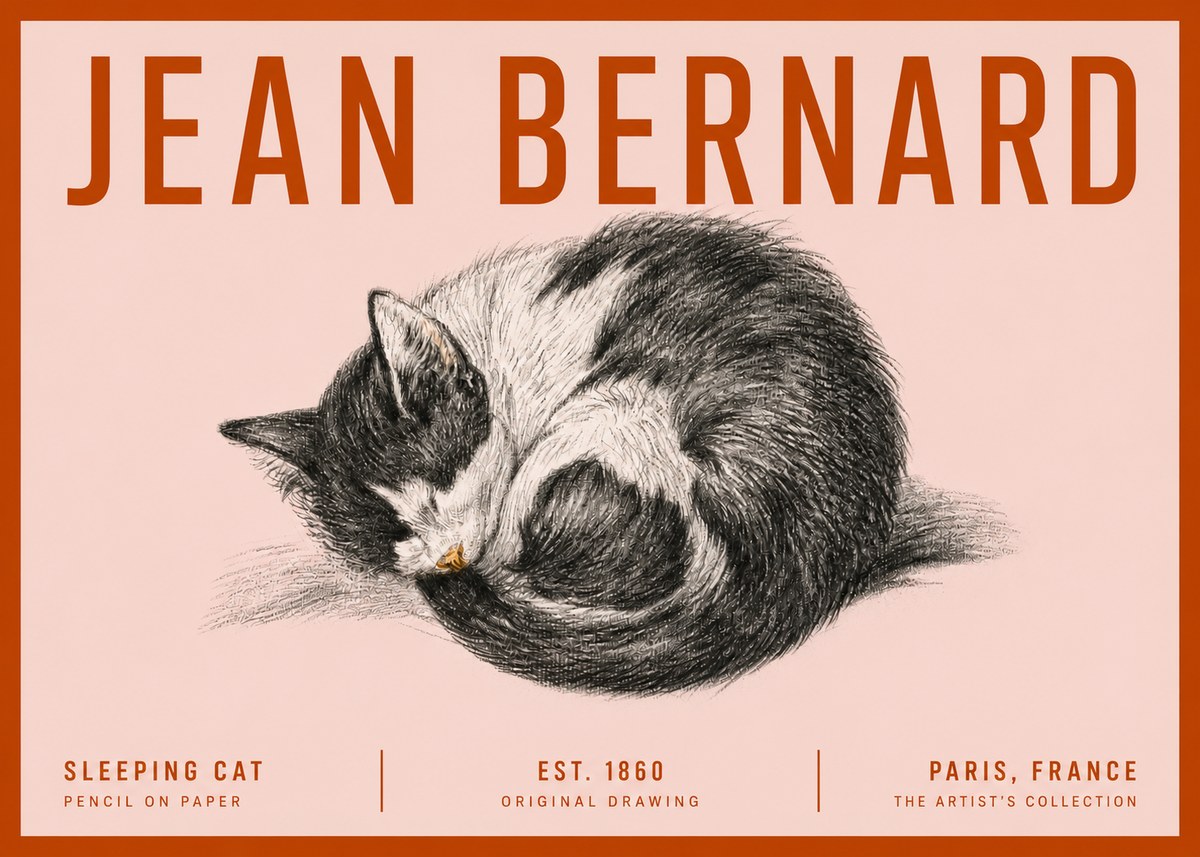 Jean Bernard Sleeping Cat VIII No5 - Poster