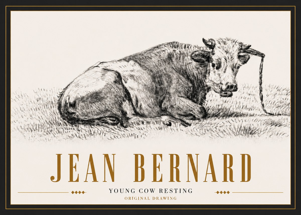 Jean Bernard Young Cow Resting No5 - Poster