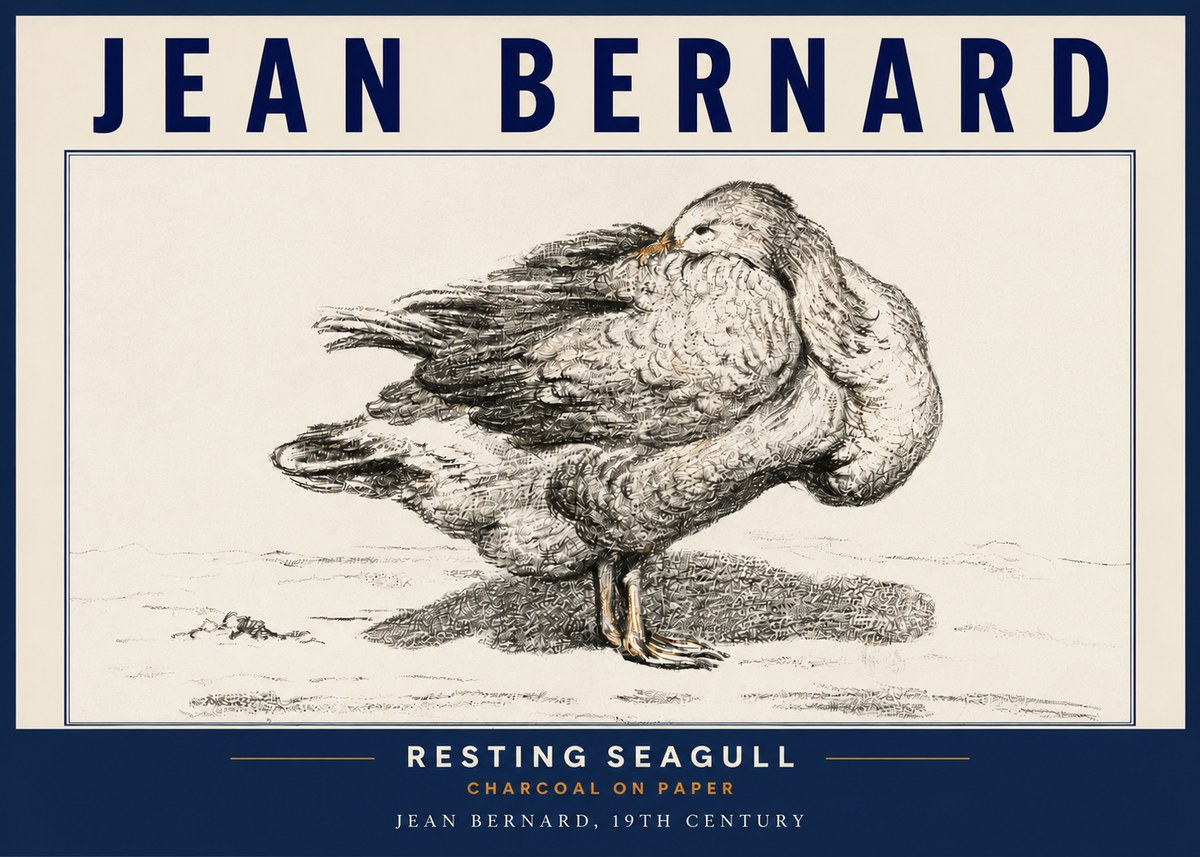Jean Bernard Resting Seagull No4 - Poster