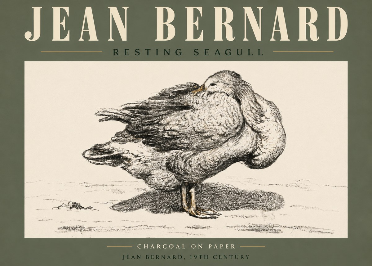 Jean Bernard Resting Seagull No5 - Poster
