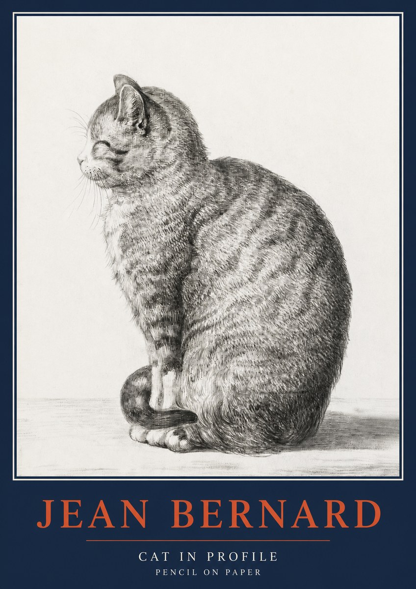 Jean Bernard Cat in Profile No2 - Poster