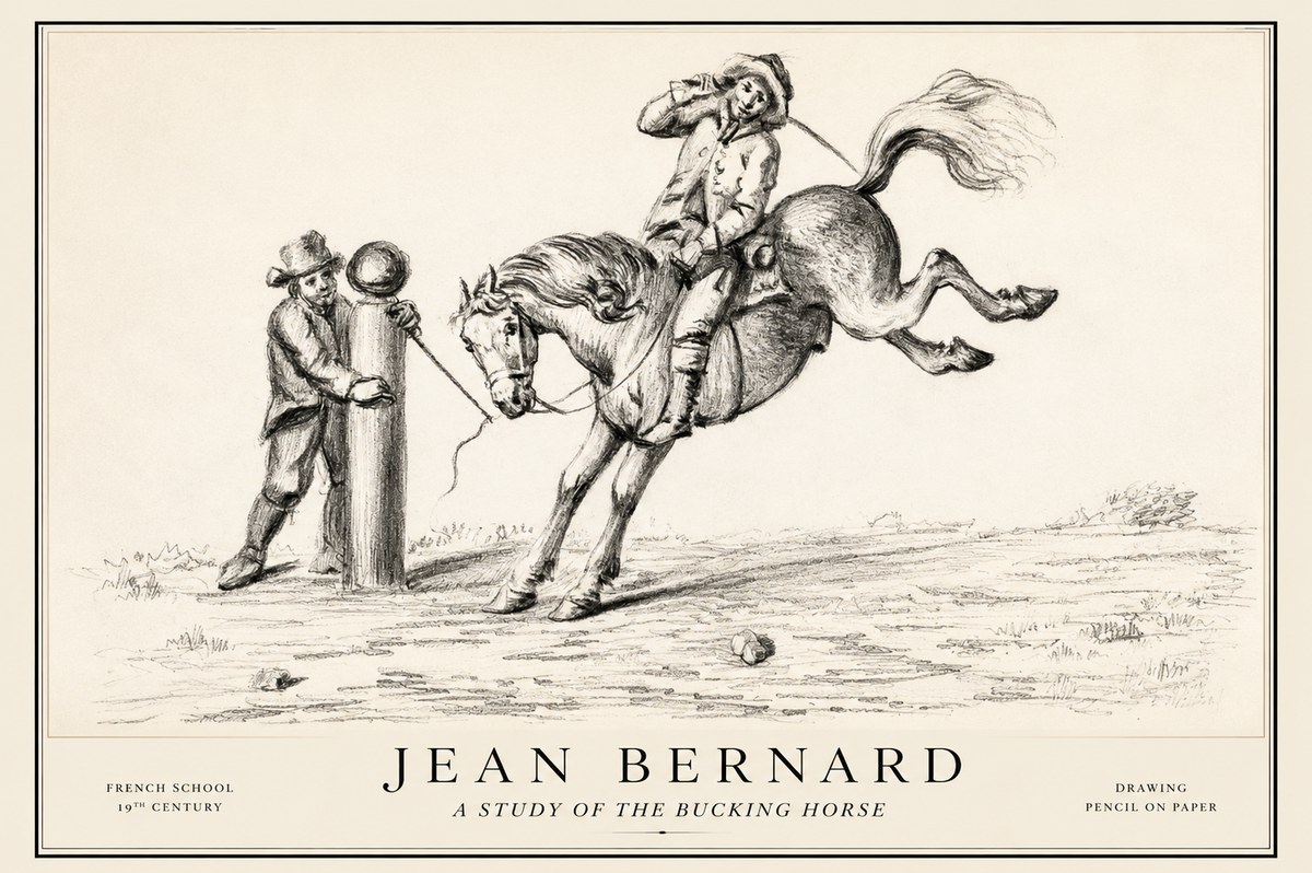 Jean Bernard A Study of the Bucking Horse No1 - Poster