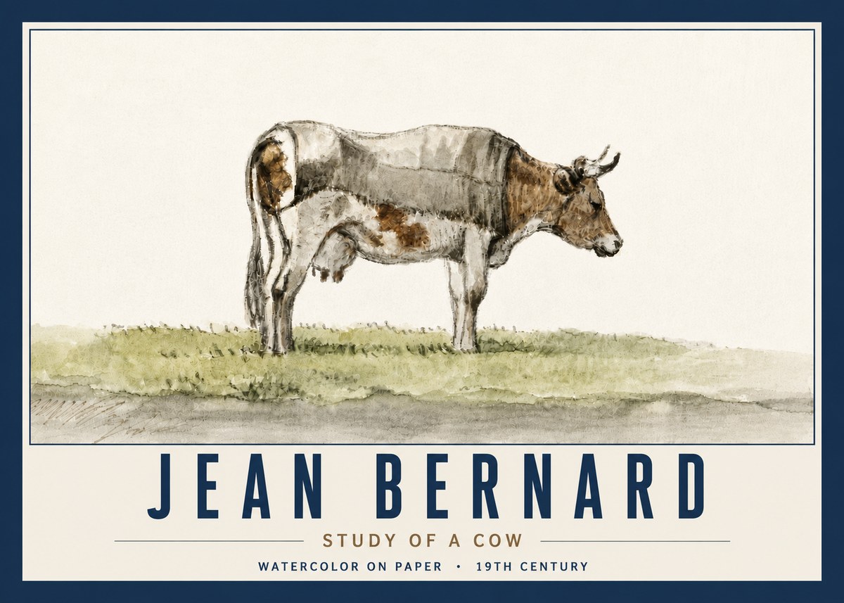 Jean Bernard Study of a Cow XIV No6 - Poster