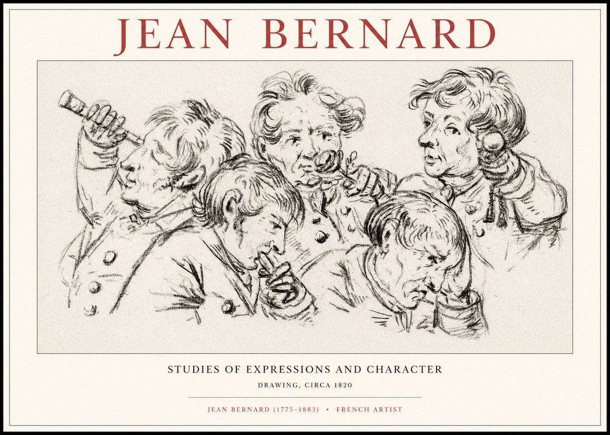 Jean Bernard Studies of Expressions and Character No1 - Poster