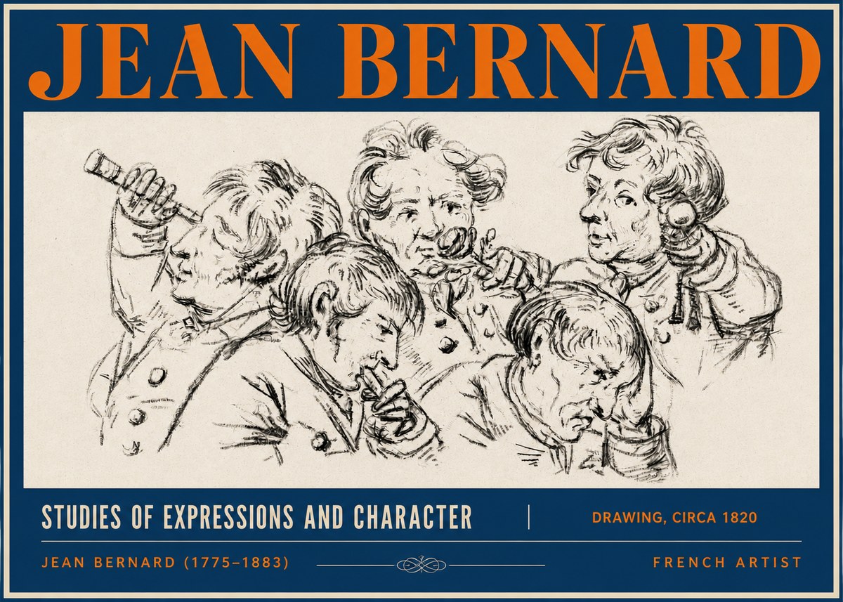 Jean Bernard Studies of Expressions and Character No3 - Poster