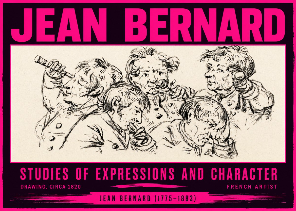 Jean Bernard Studies of Expressions and Character No4 - Poster