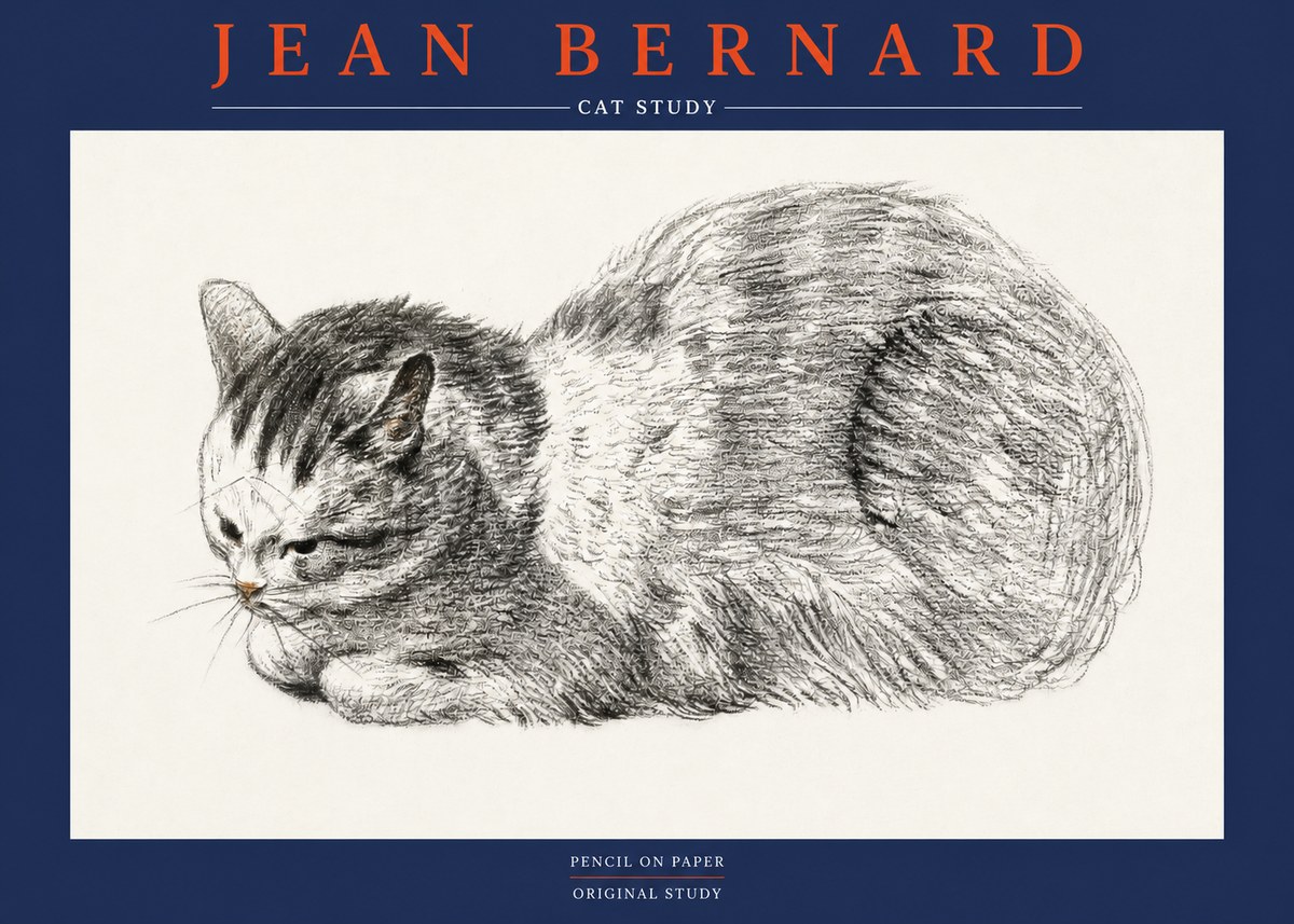 Jean Bernard Cat Study X No2 - Poster