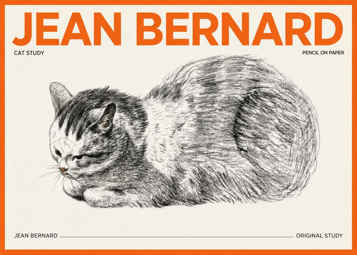 Jean Bernard Cat Study X No3 - Poster