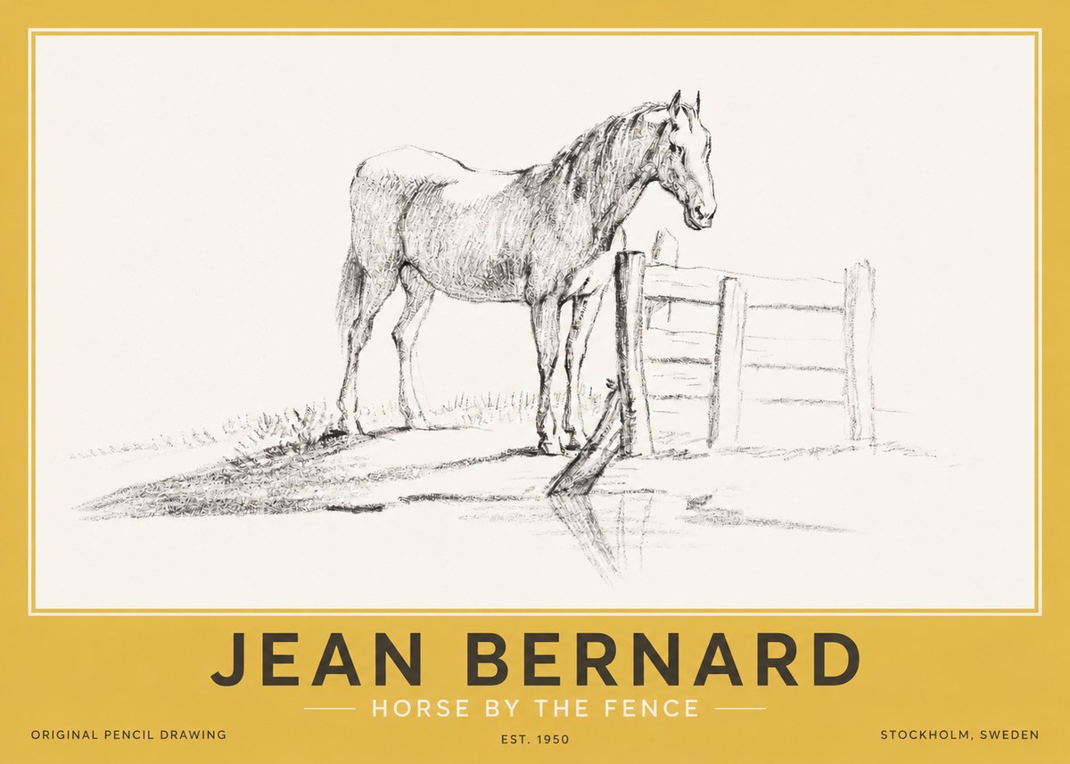 Jean Bernard Horse by the Fence No2 - Poster