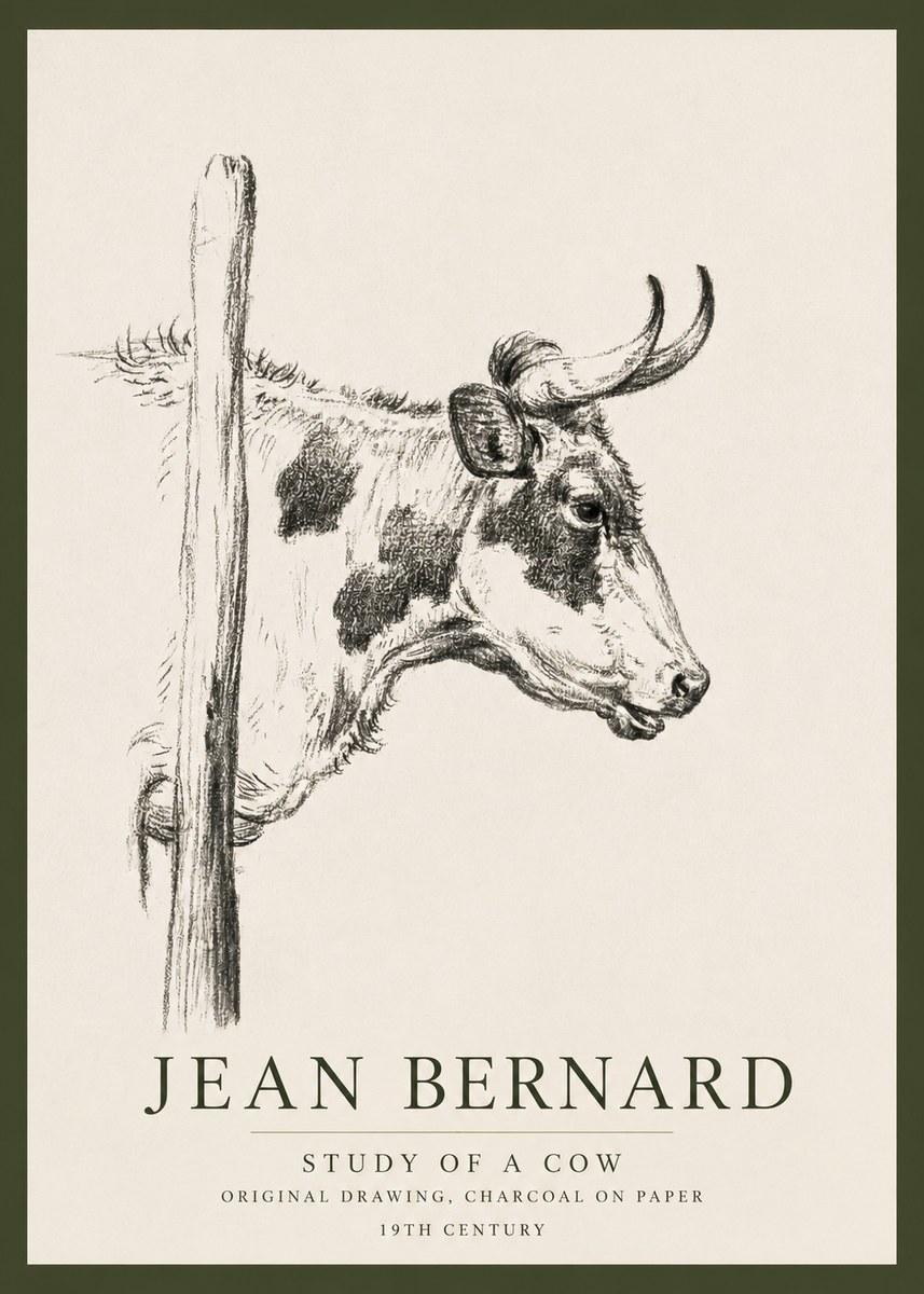 Jean Bernard Study of a Cow XVII No3 - Poster