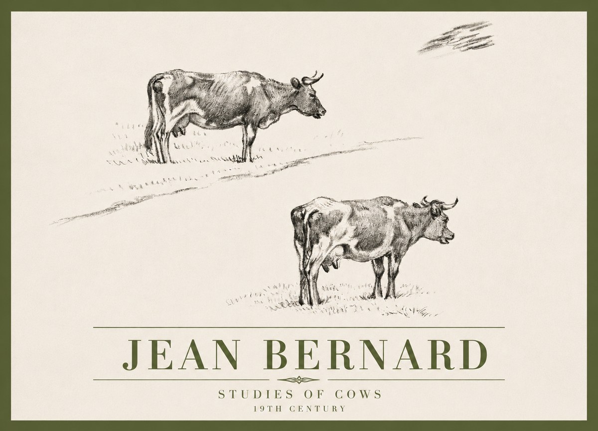 Jean Bernard Studies of Cows III No4 - Poster