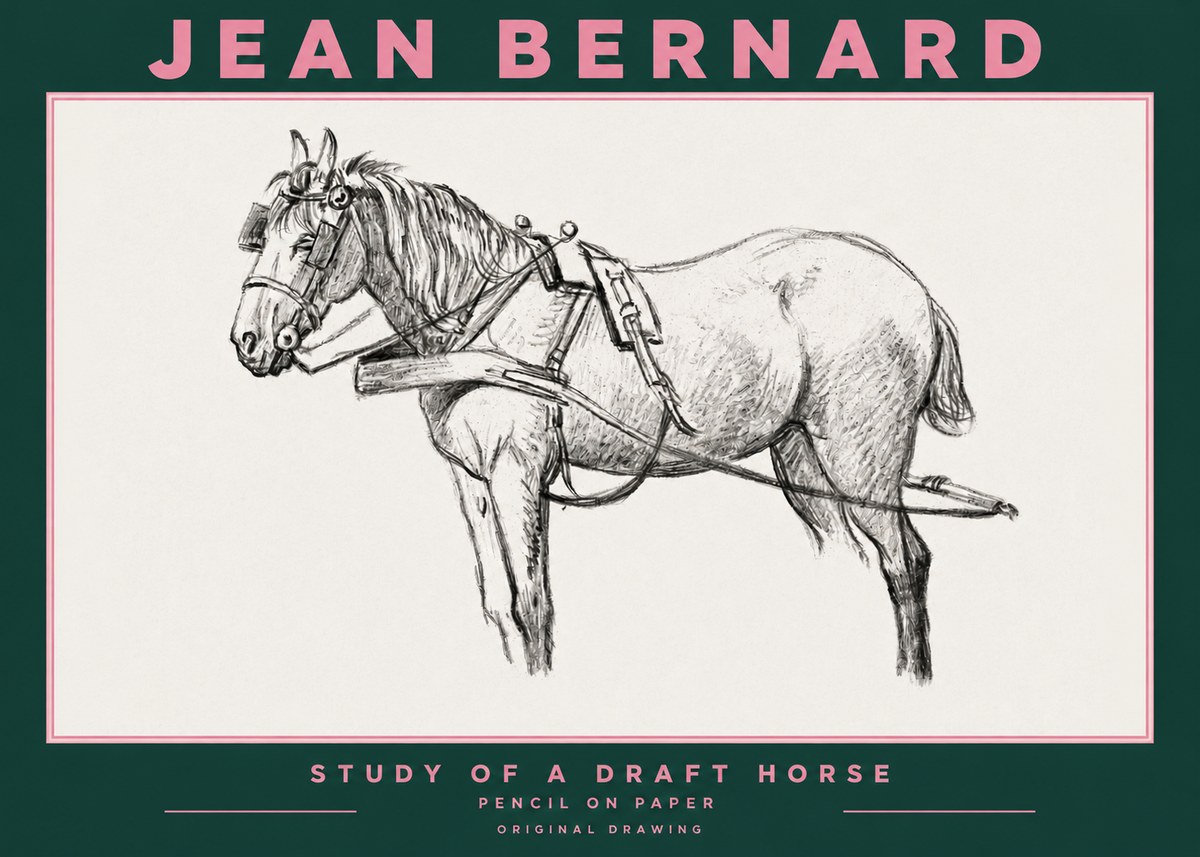 Jean Bernard Study of a Draft Horse I No3 - Poster