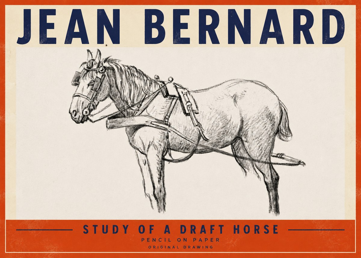 Jean Bernard Study of a Draft Horse I No4 - Poster