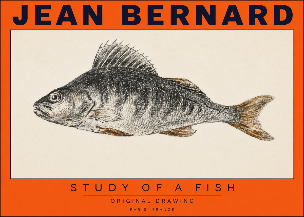 Jean Bernard Study of a Fish IV No2 - Poster