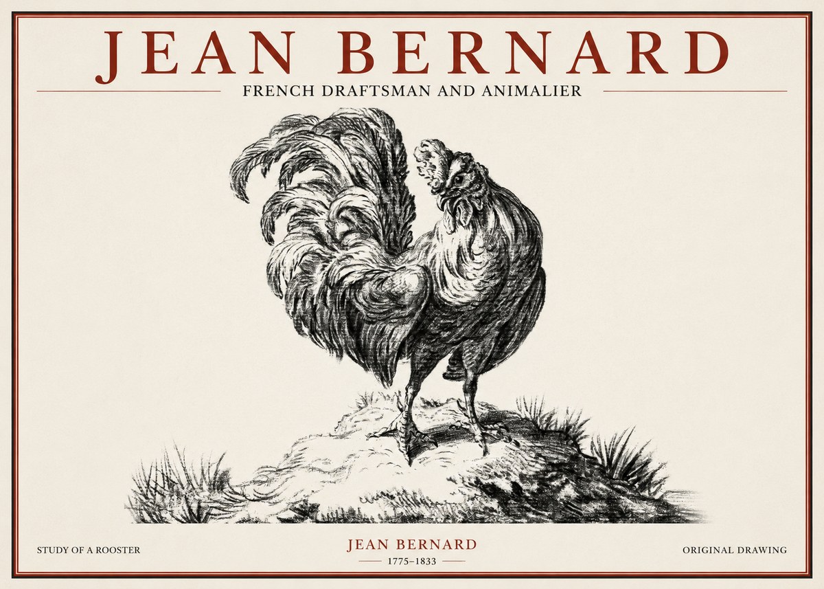 Jean Bernard Study of a Rooster No1 - Poster