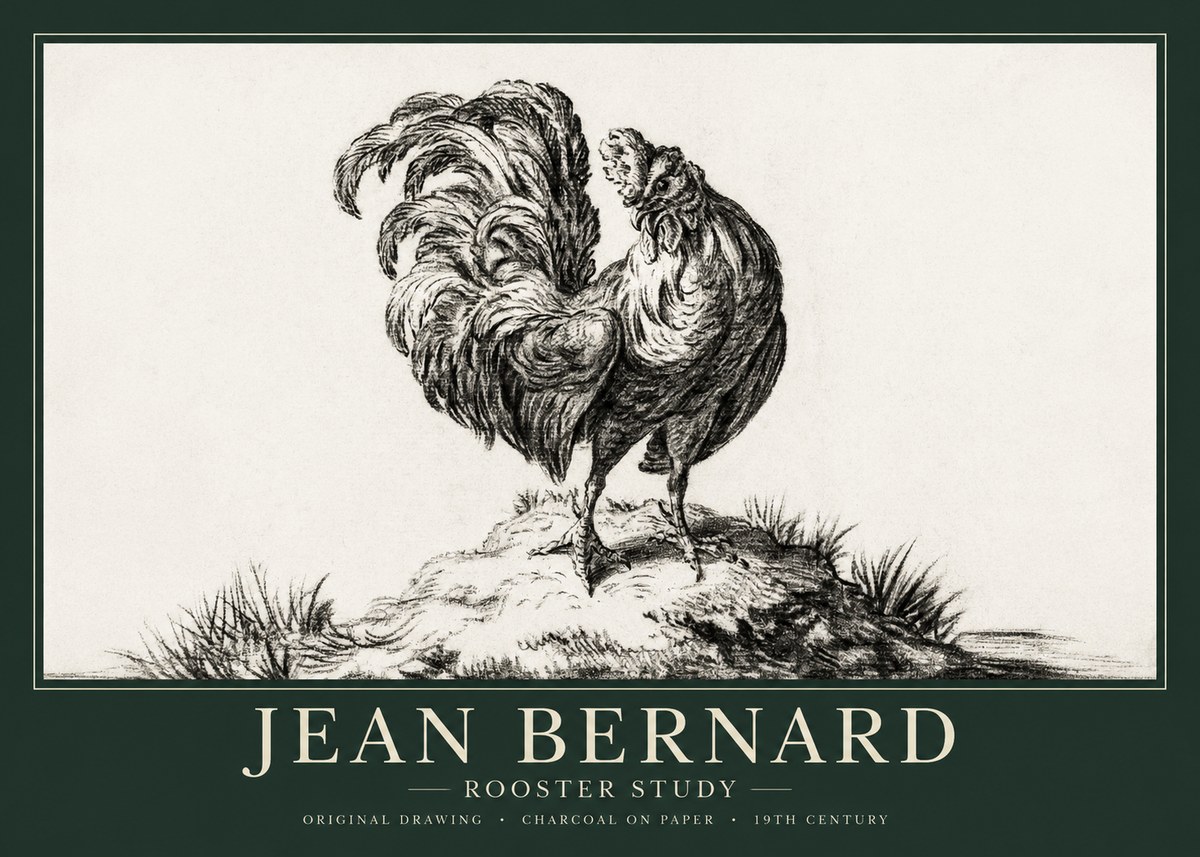 Jean Bernard Study of a Rooster No2 - Poster