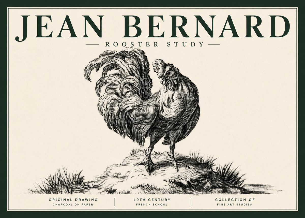 Jean Bernard Study of a Rooster No5 - Poster