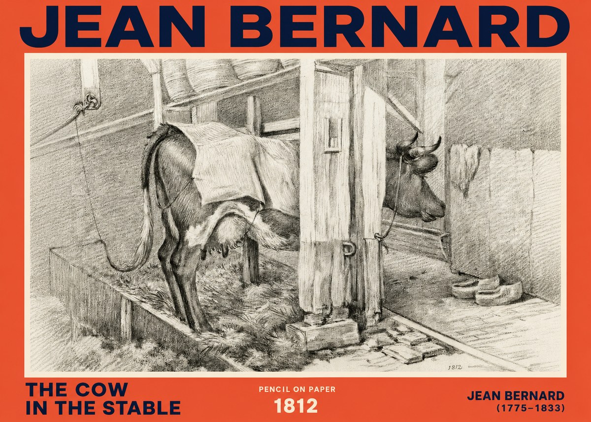 Jean Bernard The Cow in the Stable No2 - Poster