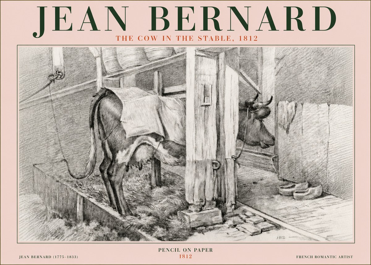 Jean Bernard The Cow in the Stable No3 - Poster
