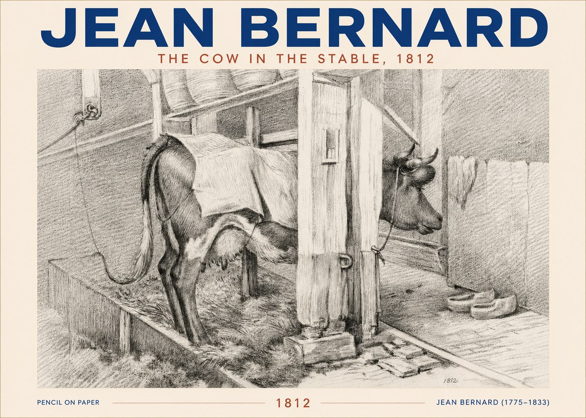 Jean Bernard The Cow in the Stable No5 - Poster