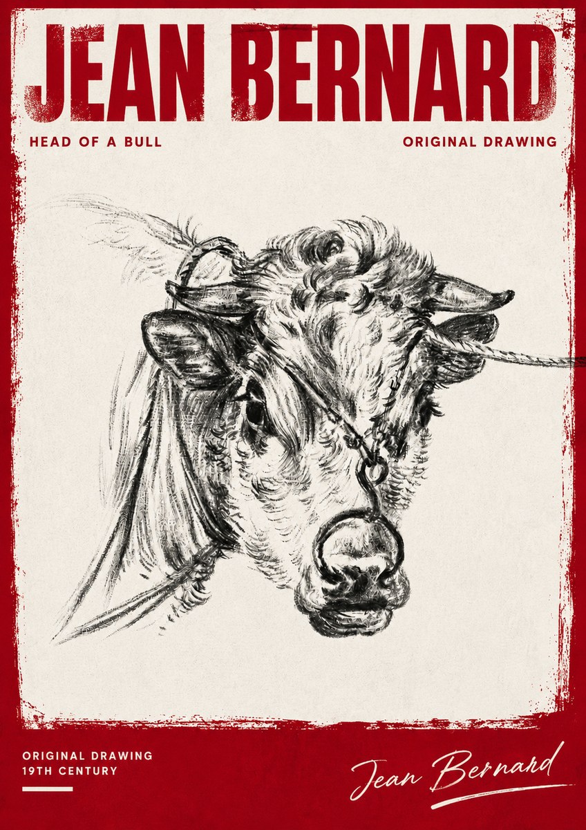 Jean Bernard Head of a Bull No4 - Poster