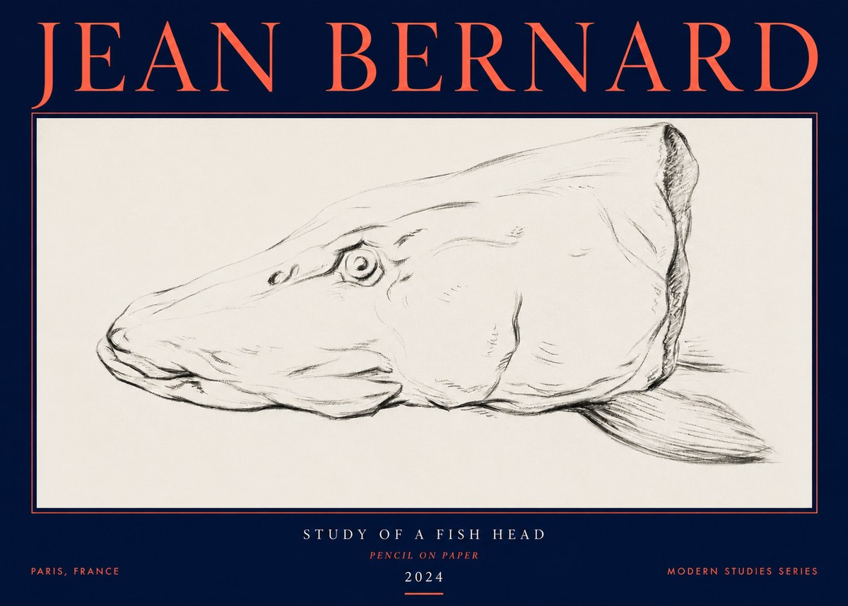 Jean Bernard Study of a Fish Head No3 - Poster