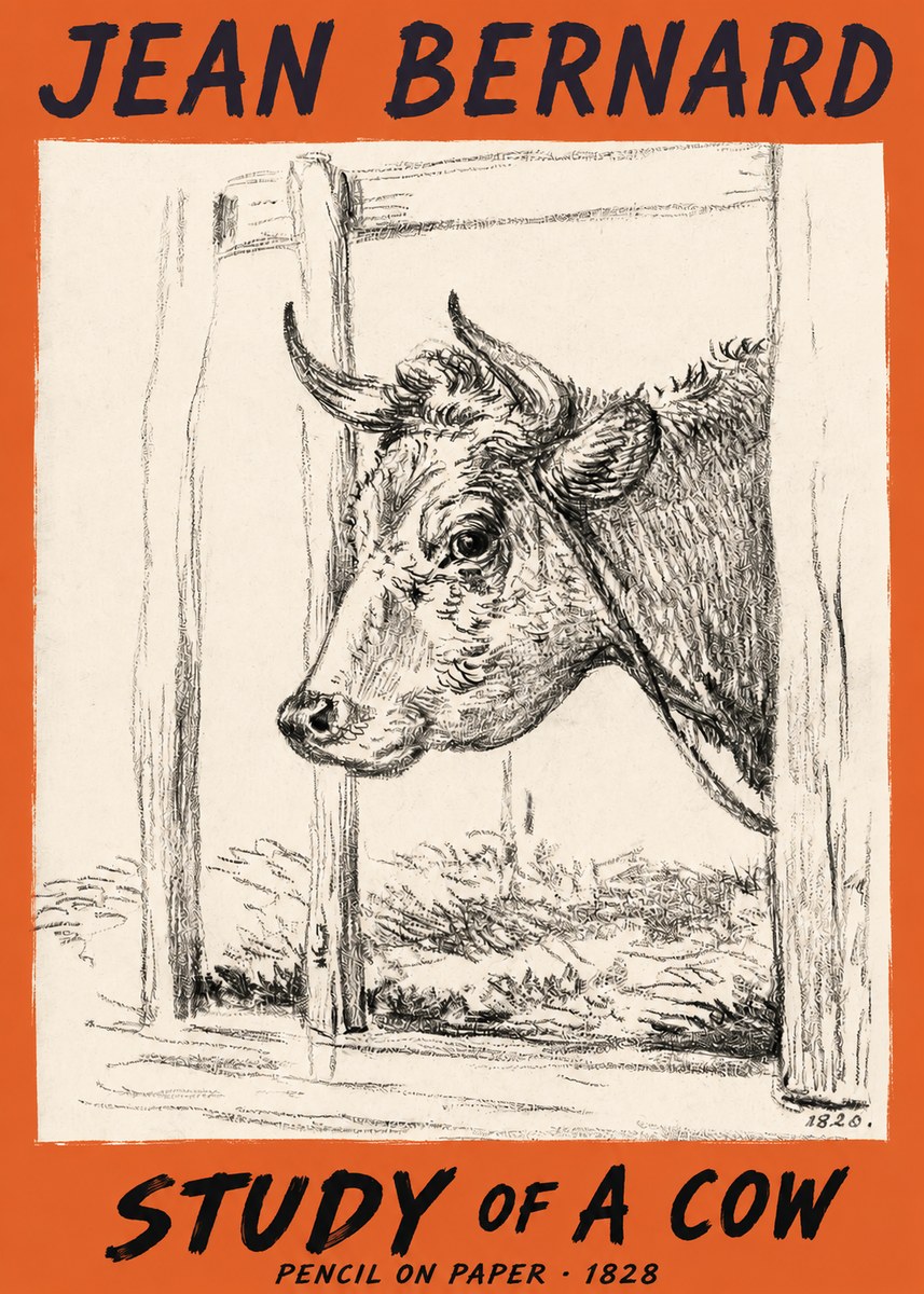 Jean Bernard Study of a Cow XVIII No2 - Poster