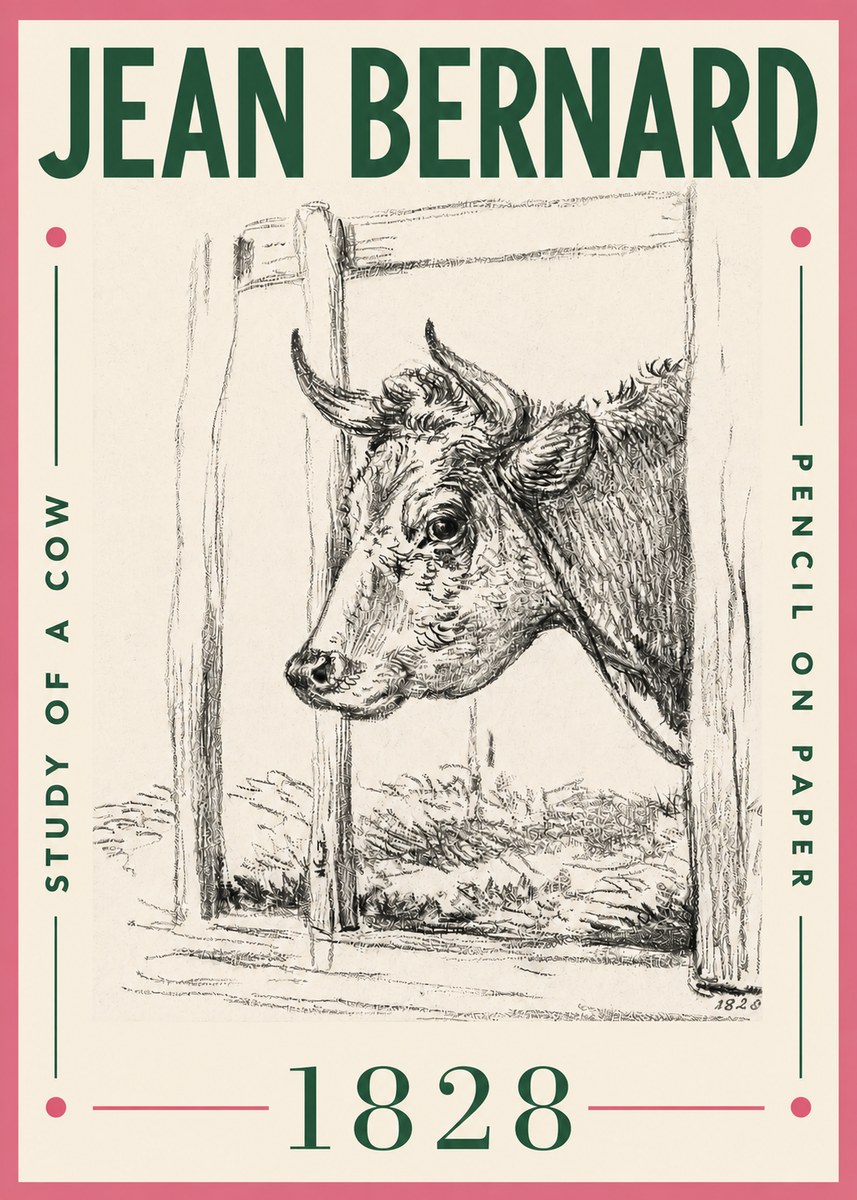 Jean Bernard Study of a Cow XVIII No4 - Poster