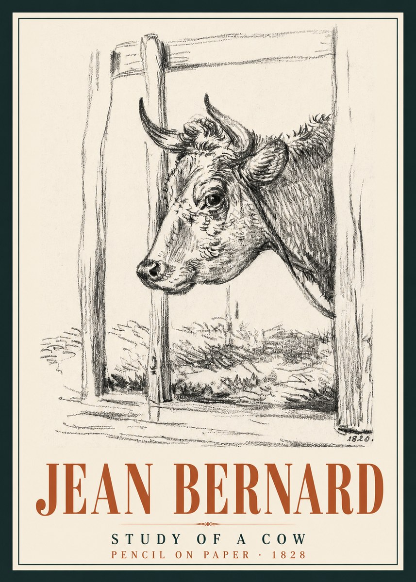 Jean Bernard Study of a Cow XVIII No5 - Poster