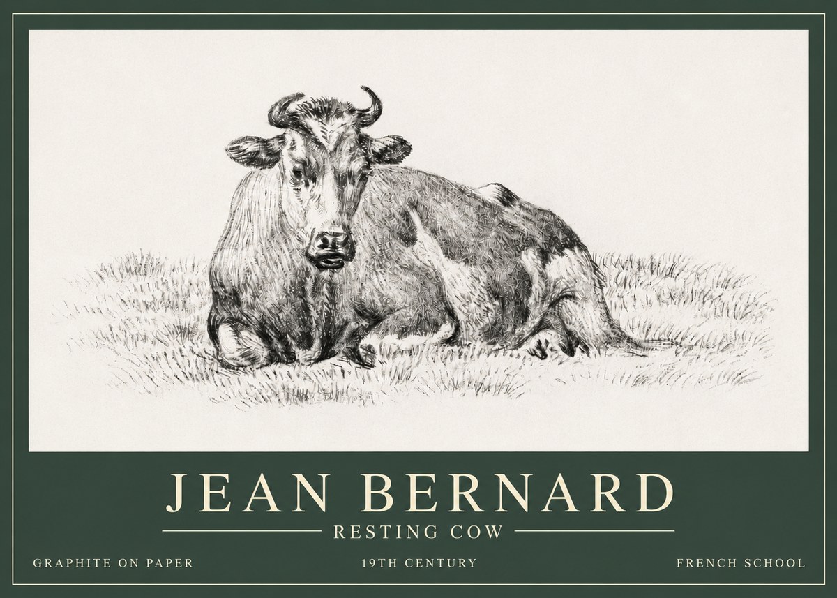 Jean Bernard Resting Cow V No3 - Poster