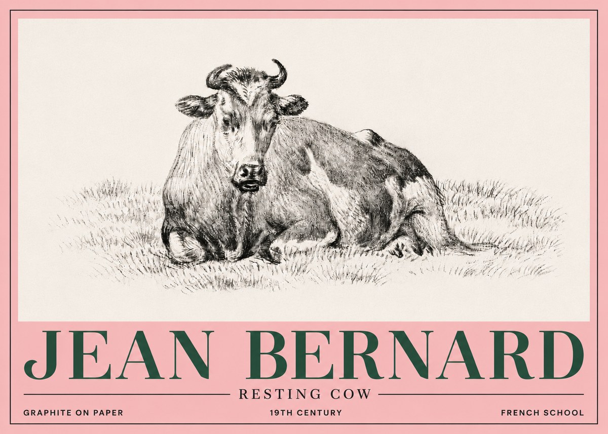 Jean Bernard Resting Cow V No5 - Poster