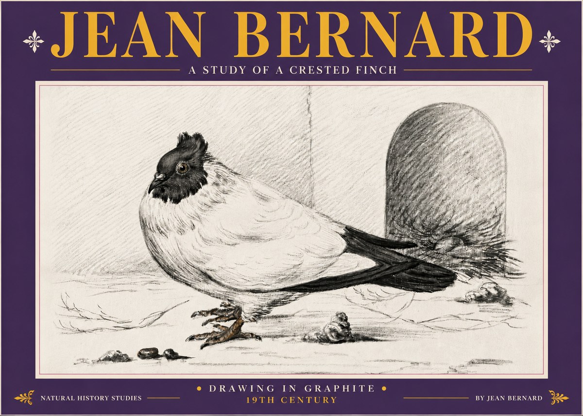 Jean Bernard A Study of a Crested Finch No5 - Poster