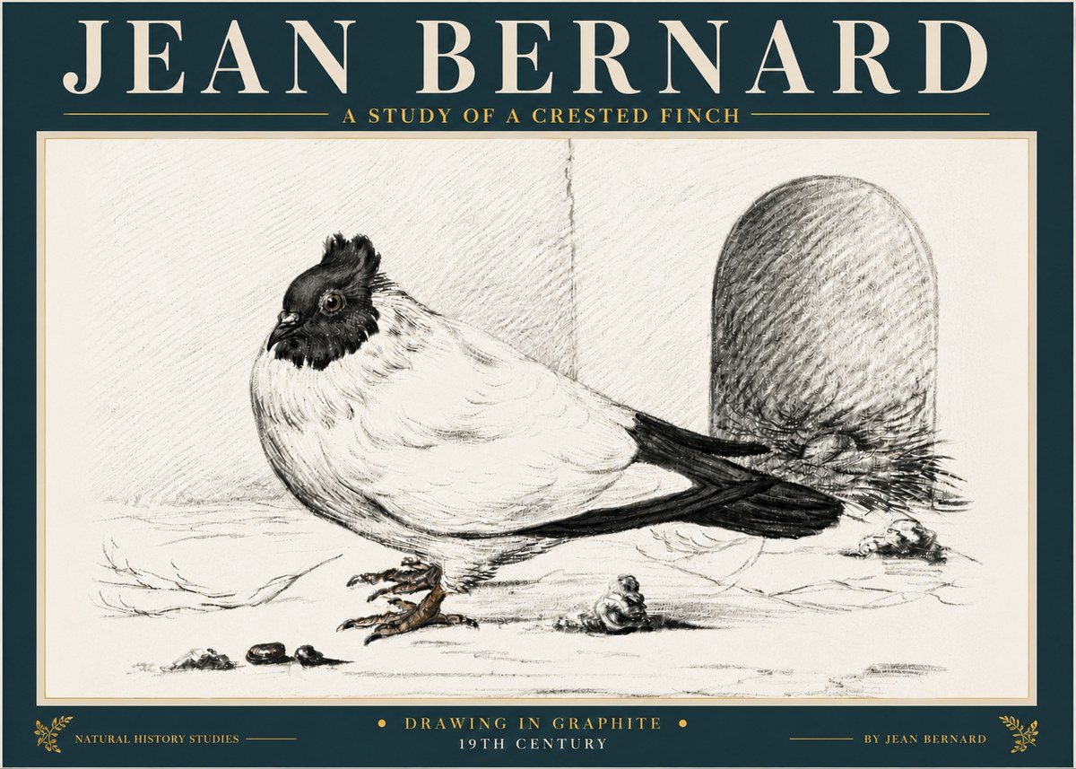 Jean Bernard A Study of a Crested Finch No6 - Poster