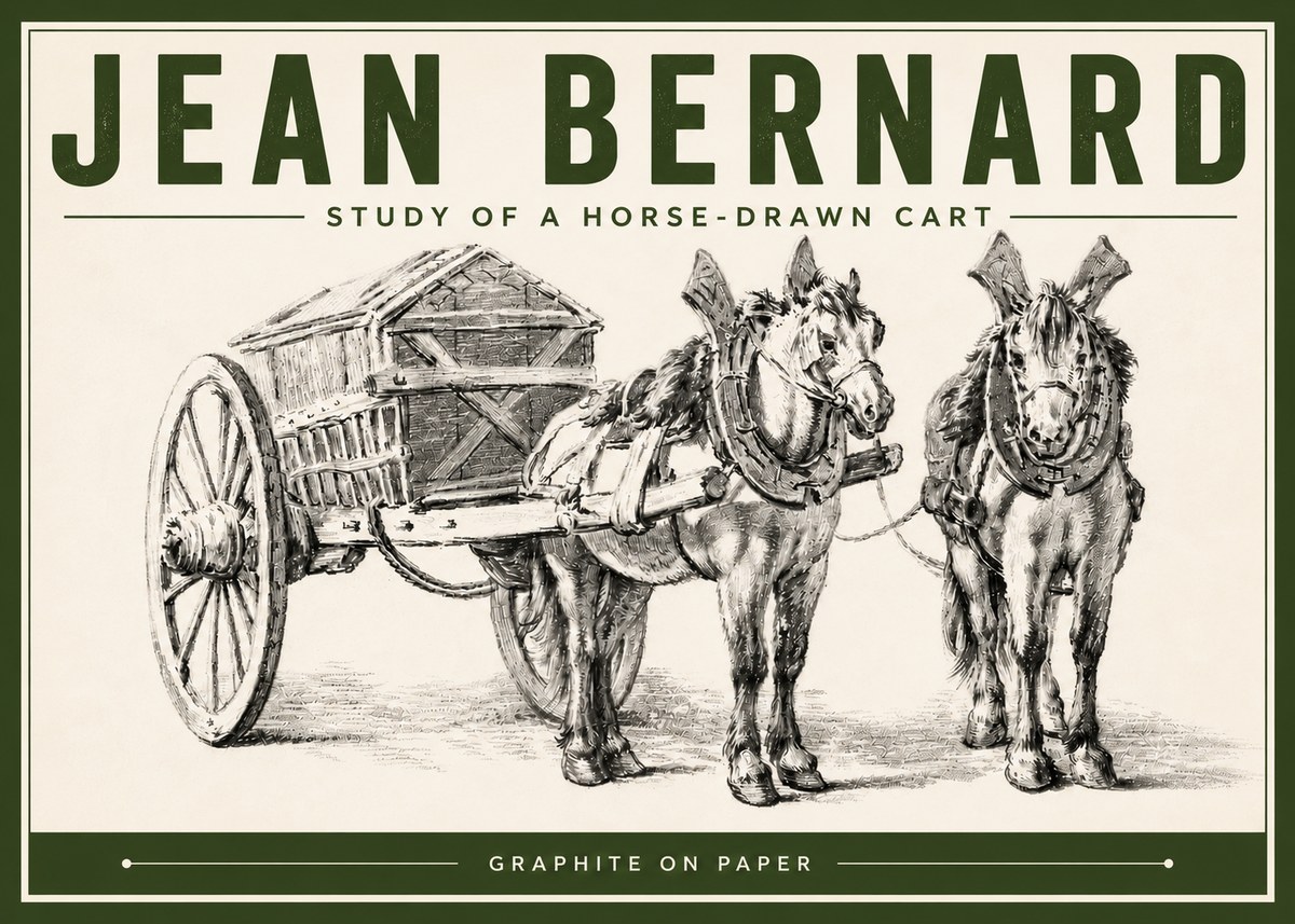 Jean Bernard Horse Team and Cart No6 - Poster