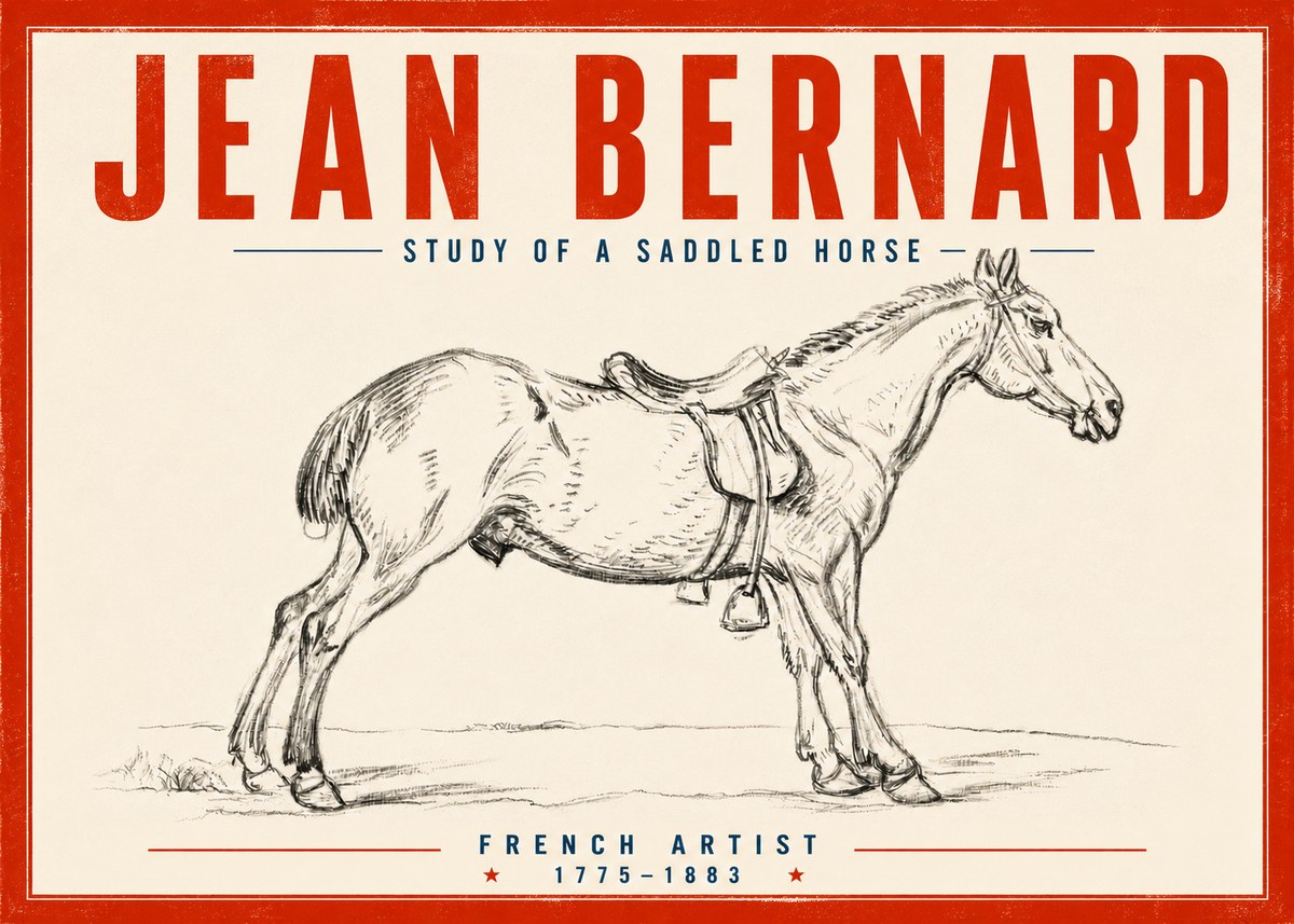 Jean Bernard Study of a Saddled Horse No5 - Poster