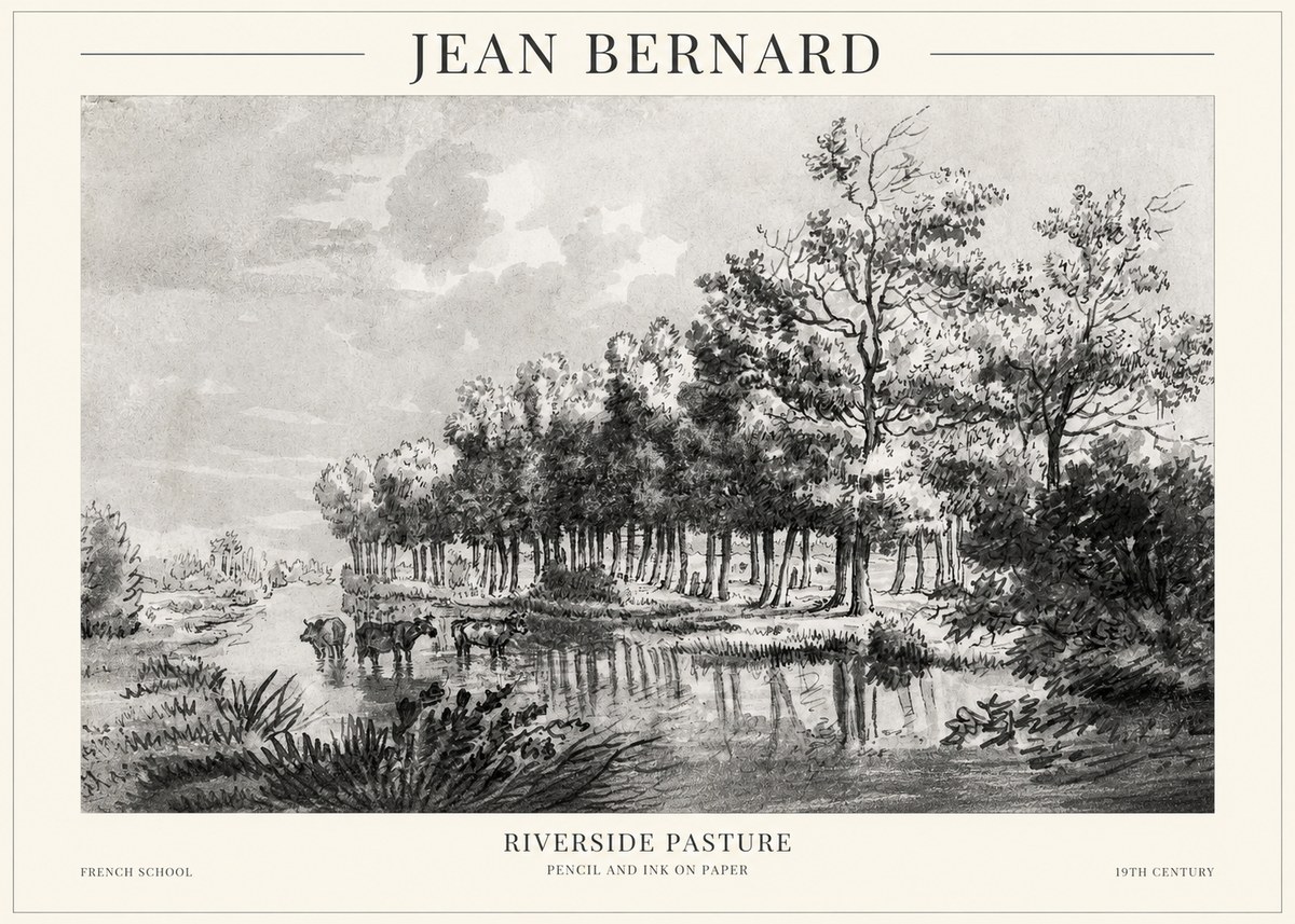 Jean Bernard Riverside Pasture No1 - Poster