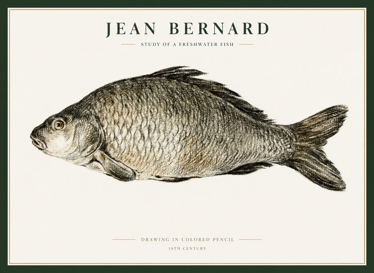 Jean Bernard Study of a Freshwater Fish No1 - Poster