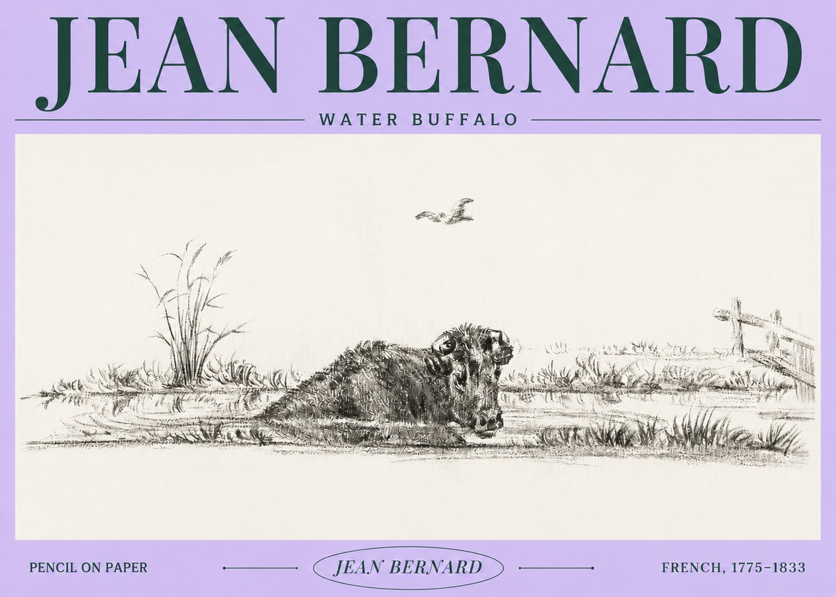 Jean Bernard Study of a Water Buffalo No4 - Poster
