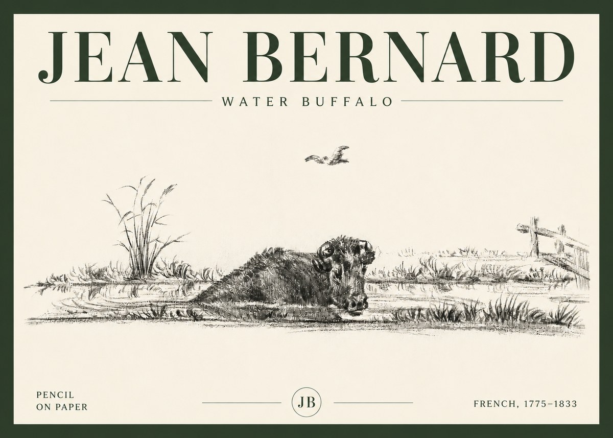 Jean Bernard Study of a Water Buffalo No6 - Poster