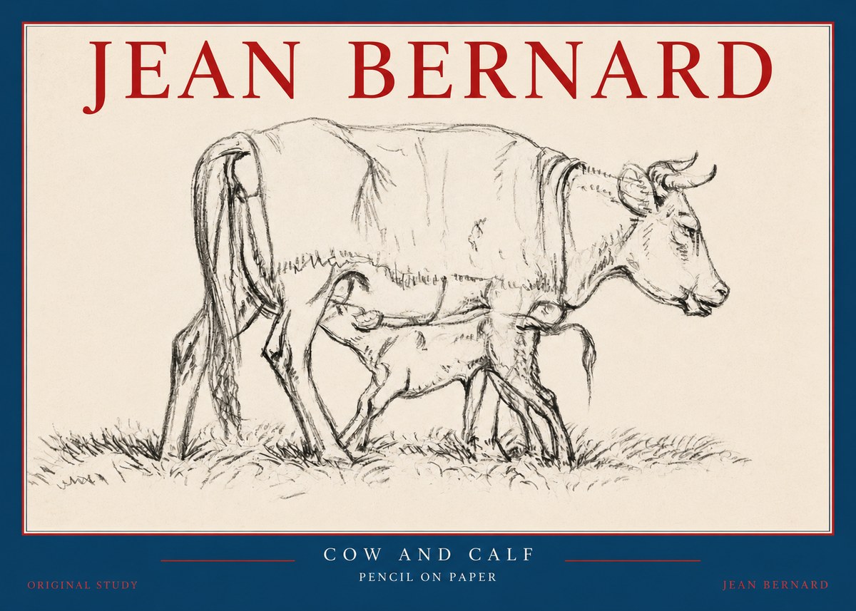 Jean Bernard Cow and Calf II No2 - Poster