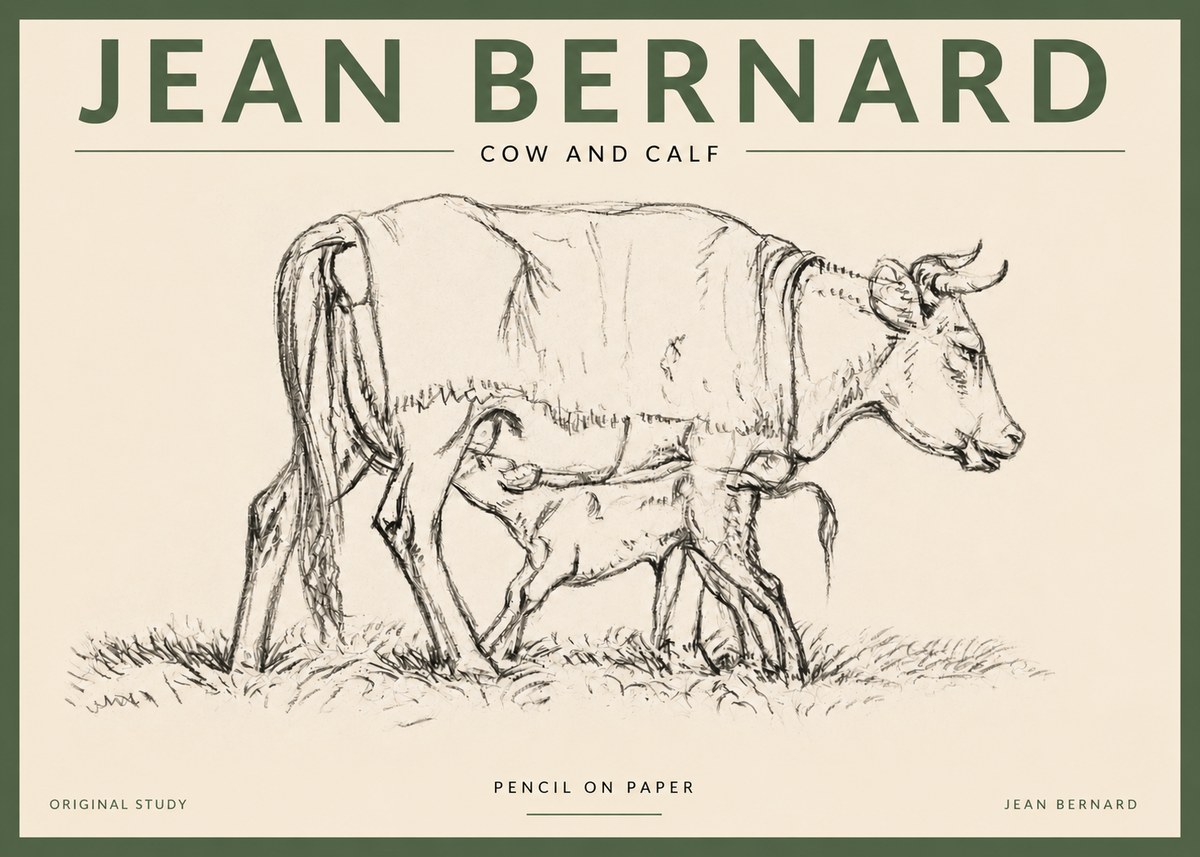 Jean Bernard Cow and Calf II No3 - Poster
